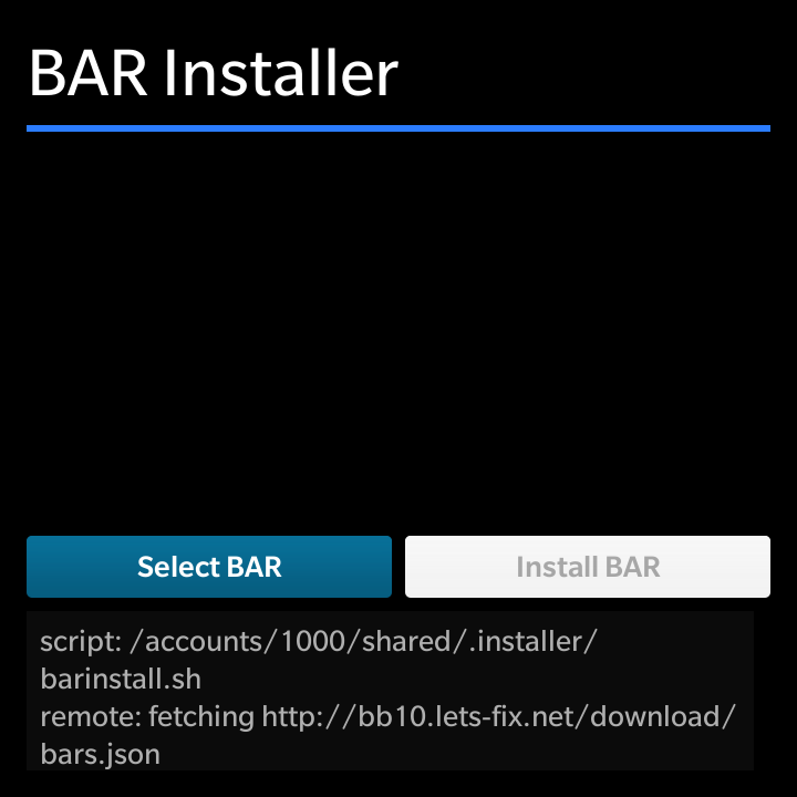 Bar Installer - Màn hình chính