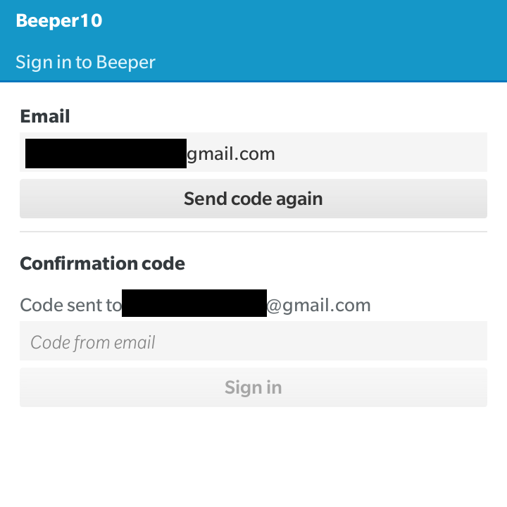 Beeper10 - Đăng nhập bằng email