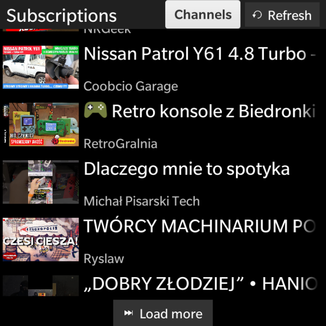 NativeYT - Luồng video mới và nút Load More