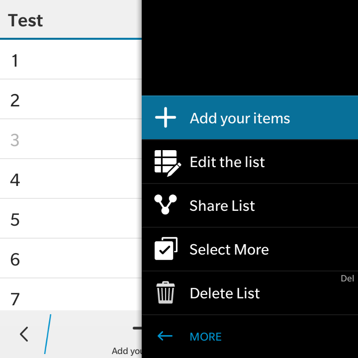 SmartList10 - Menu Share