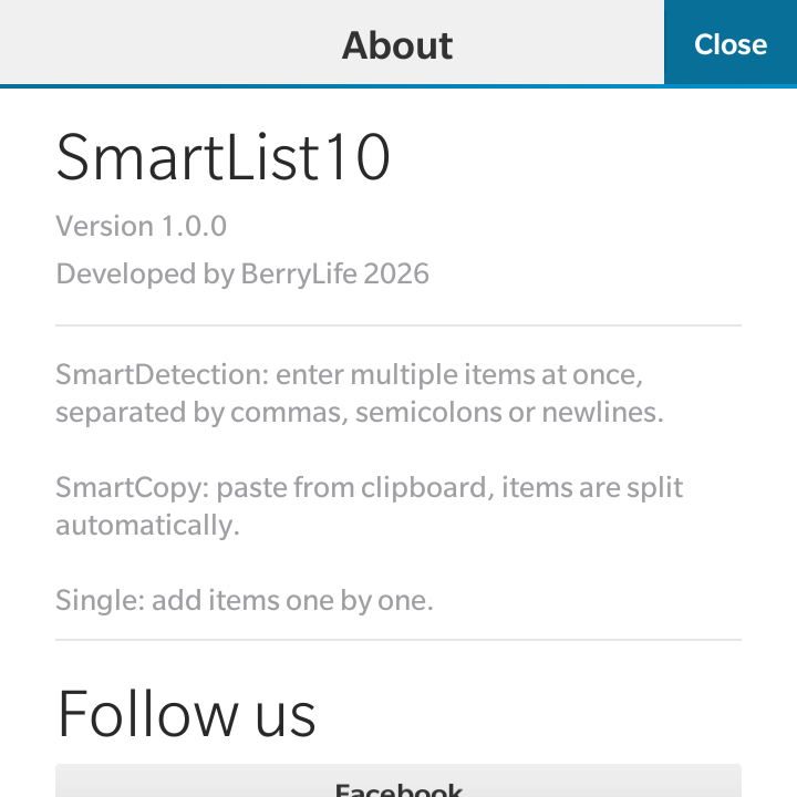 SmartList10 - Settings