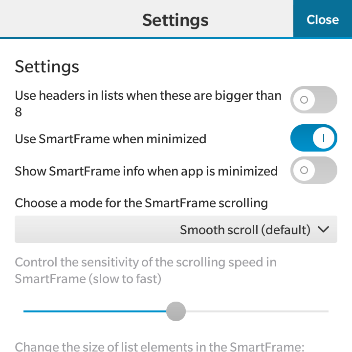 SmartList10 - Settings chi tiết