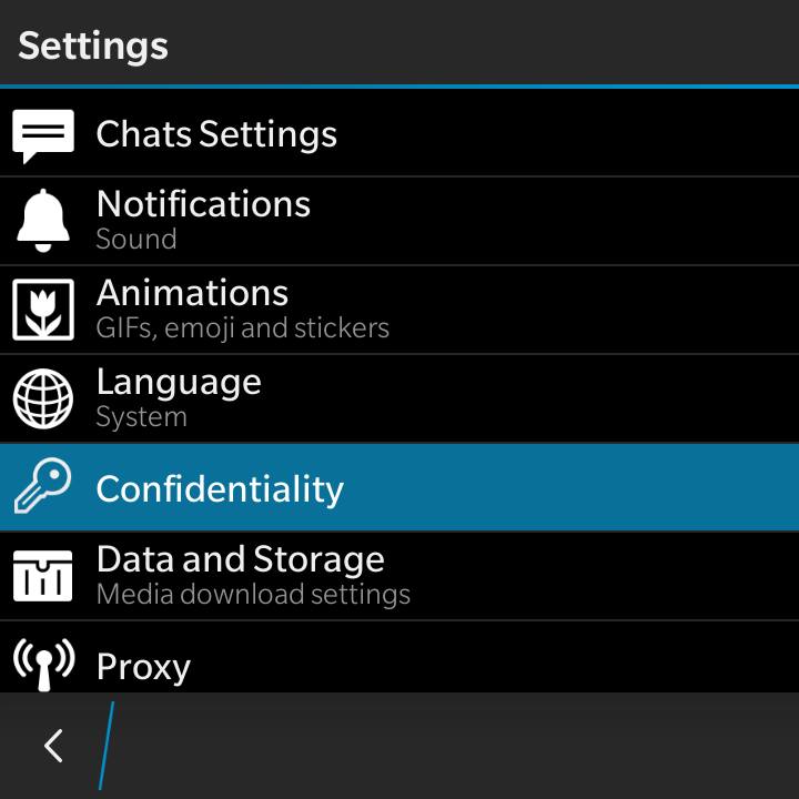 Telega - Trang Settings với Animations (GIF, emoji và sticker)