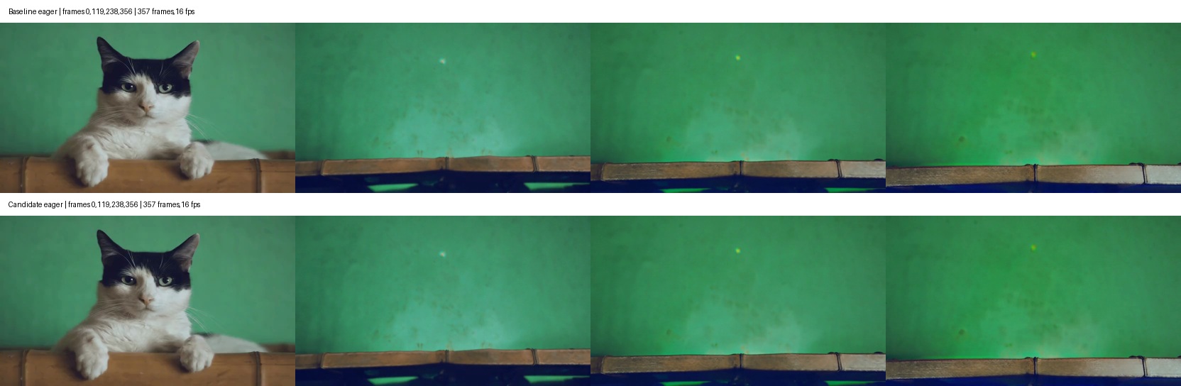 357-frame native streaming baseline and candidate