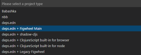 vscode-command-palette-calva-select-project-type