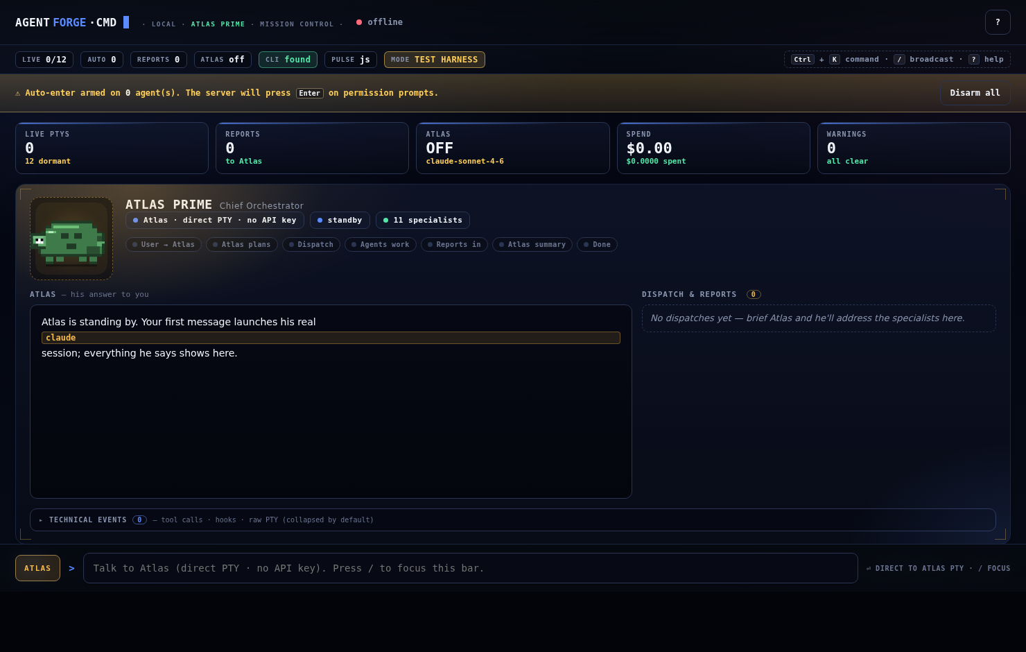 AgentForge Mission Control cockpit