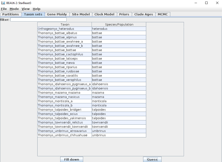 Defining a species-to-taxon tree mapping