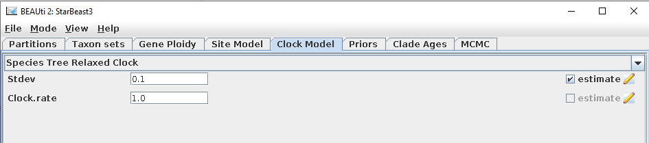 Selecting a species tree clock model