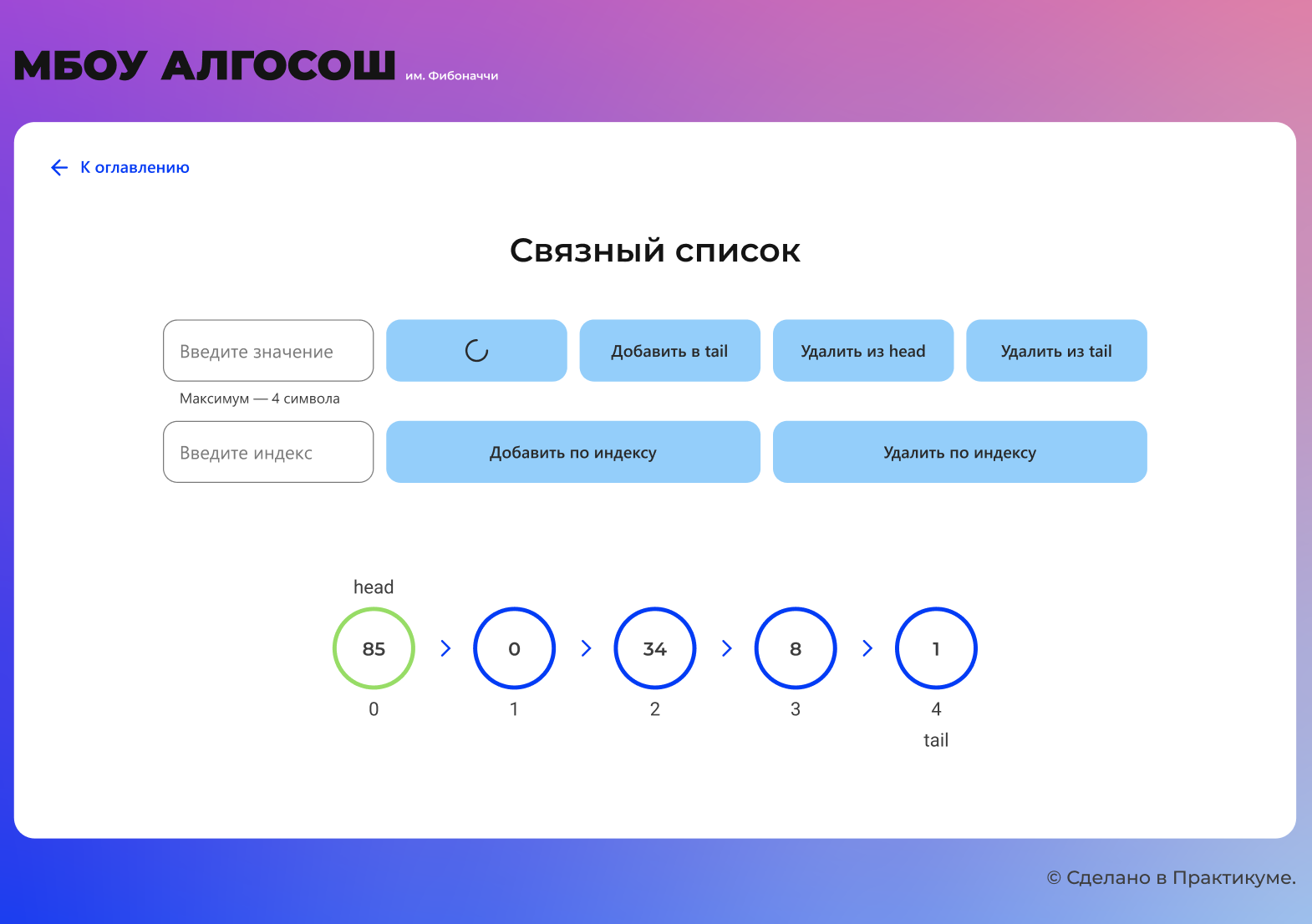 Отображение нового элемента в head