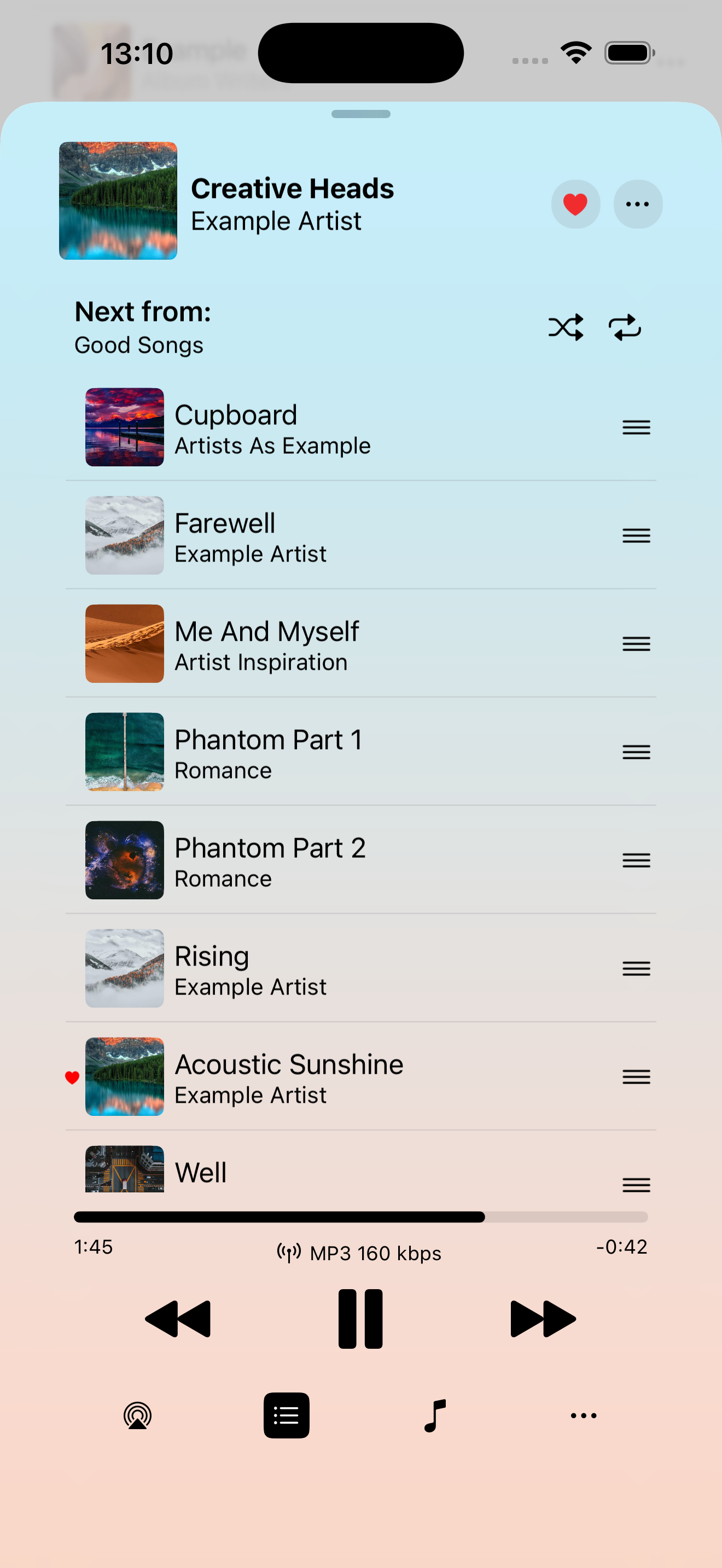 Screenshot of the Amperfy player