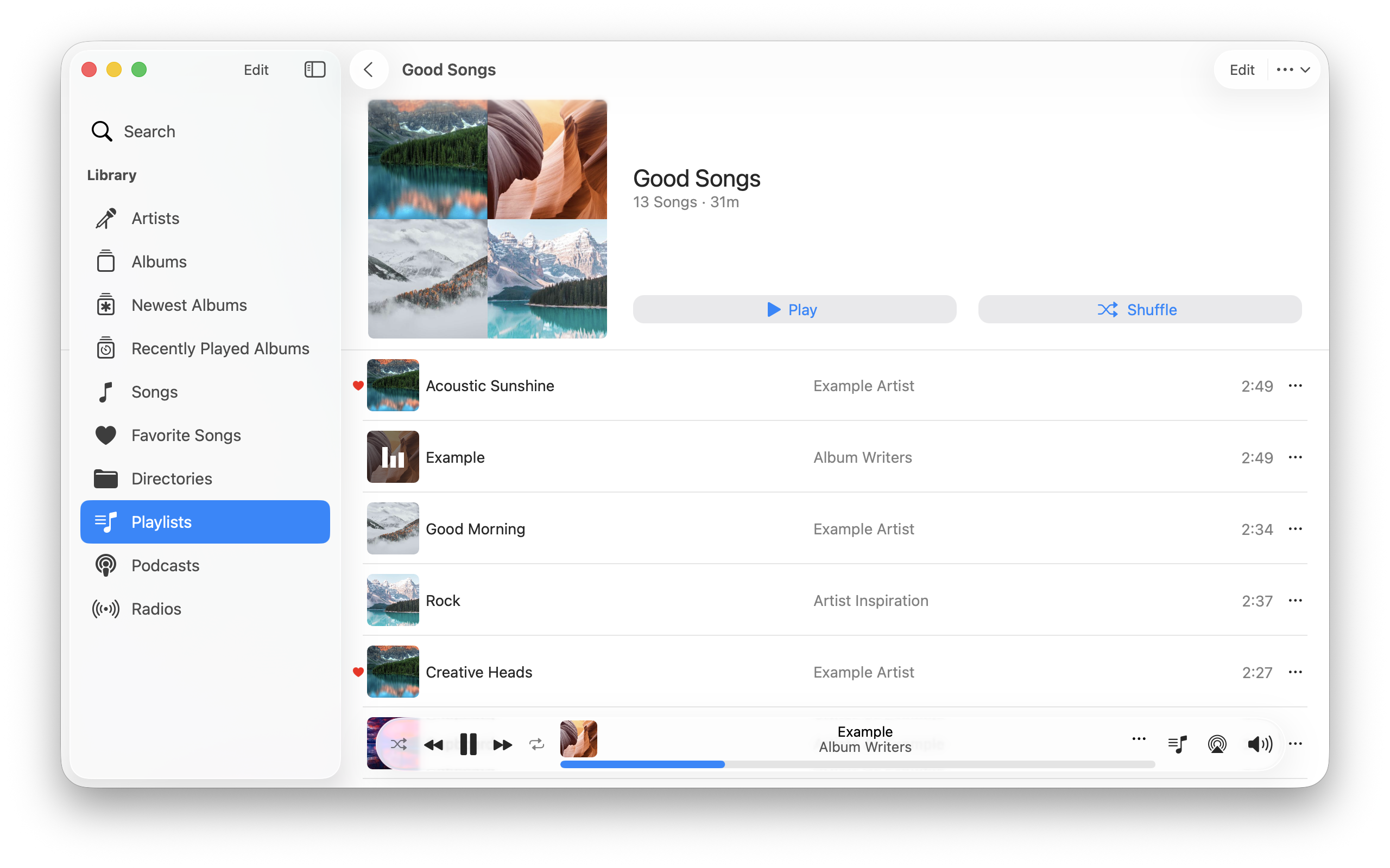 Screenshot of the Amperfy playlist view in macOS
