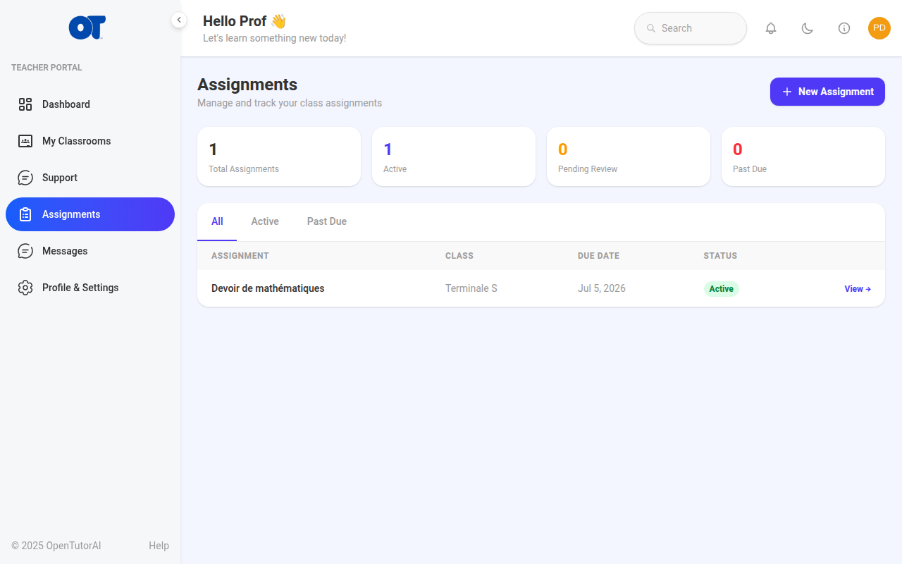 Teacher assignments list