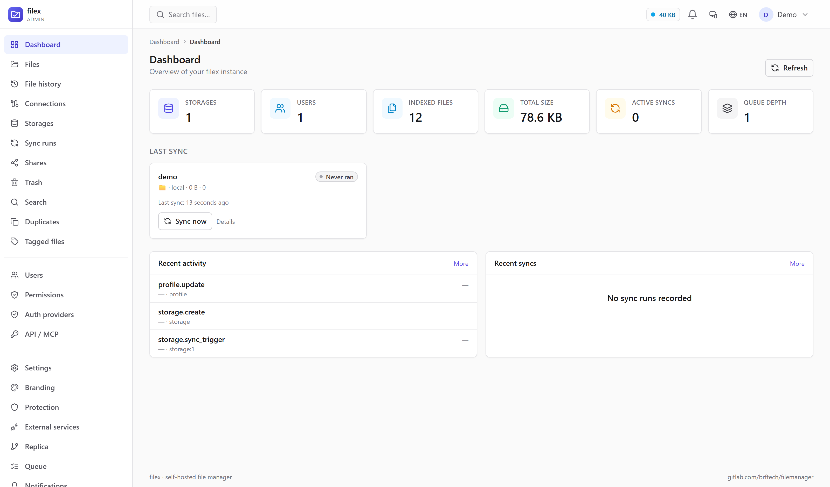Admin dashboard