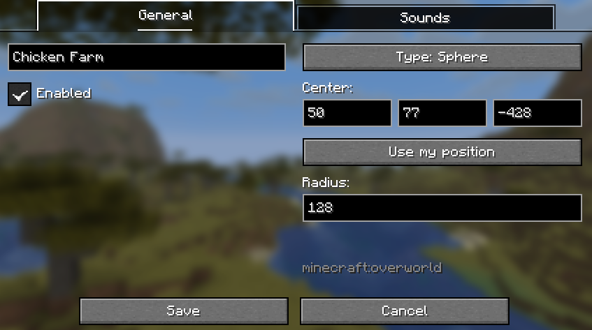 The region edit screen, with a title and region geometry settings.