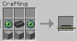 Flat Trans crafting recipe: 2 Ender Eyes and a Netherite Ingot on top, 3 Smooth Stone on the bottom, yielding one Flat Trans block