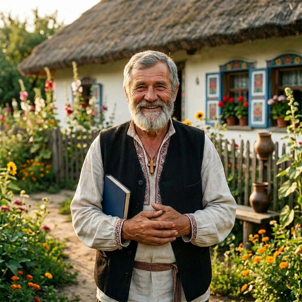 Дід Панас із синім блокнотом