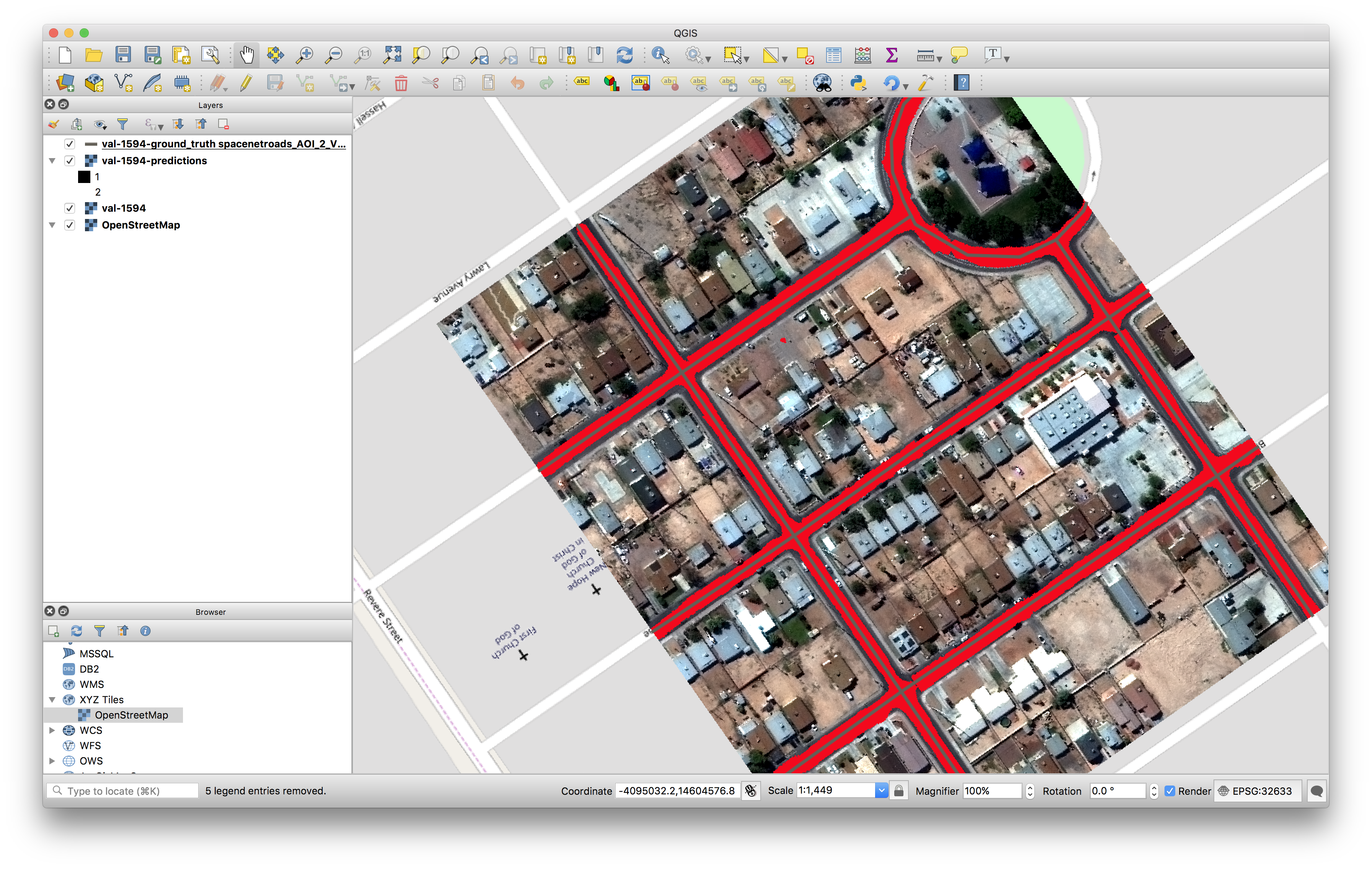 Spacenet Vegas Roads in QGIS