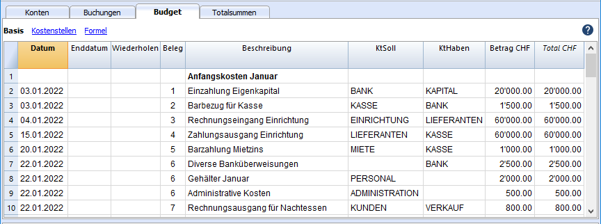 Tabelle Budget Banana Buchhaltung Software 8