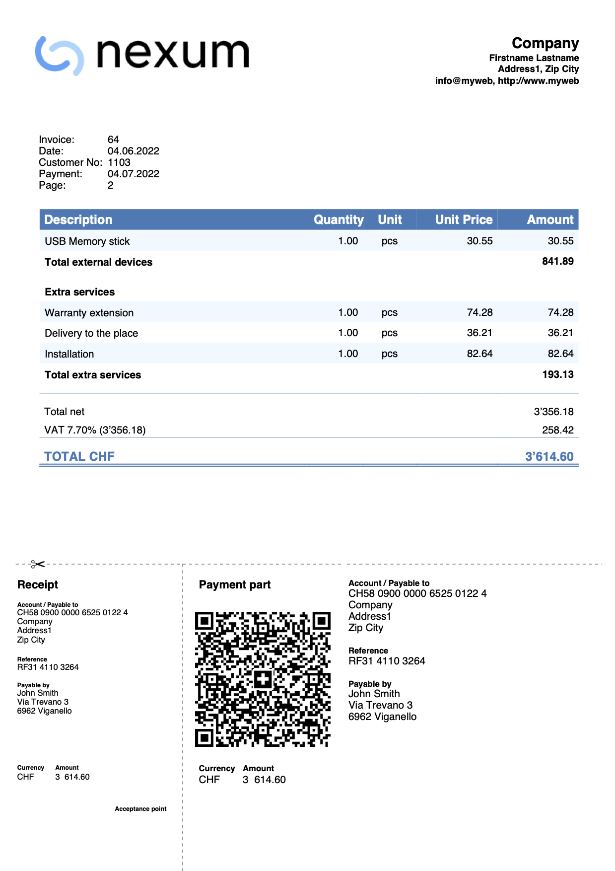tutorial qr invoice with headers and subtotals