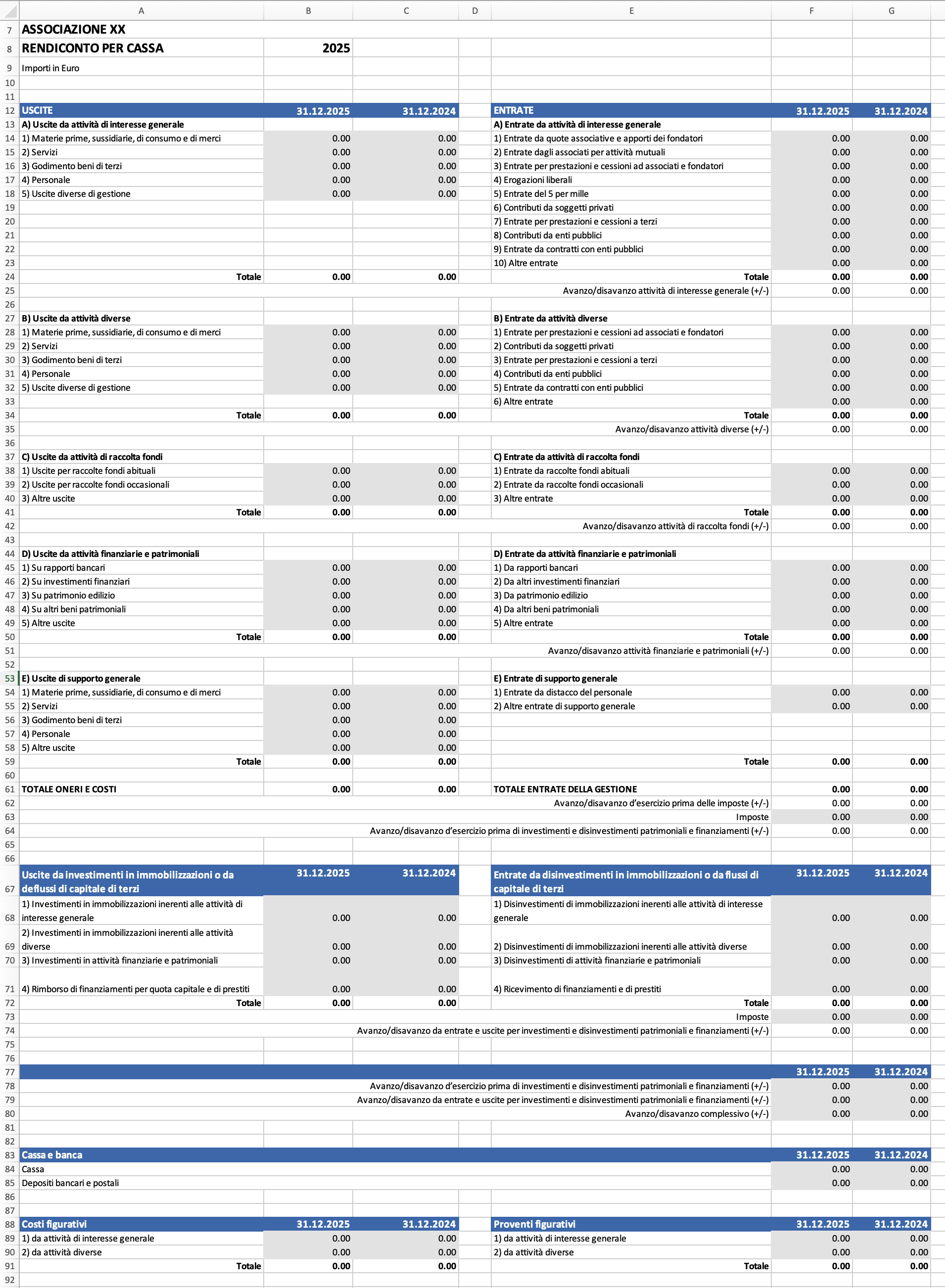 Esempio Rendiconto per Cassa con Banana Contabilità Plus