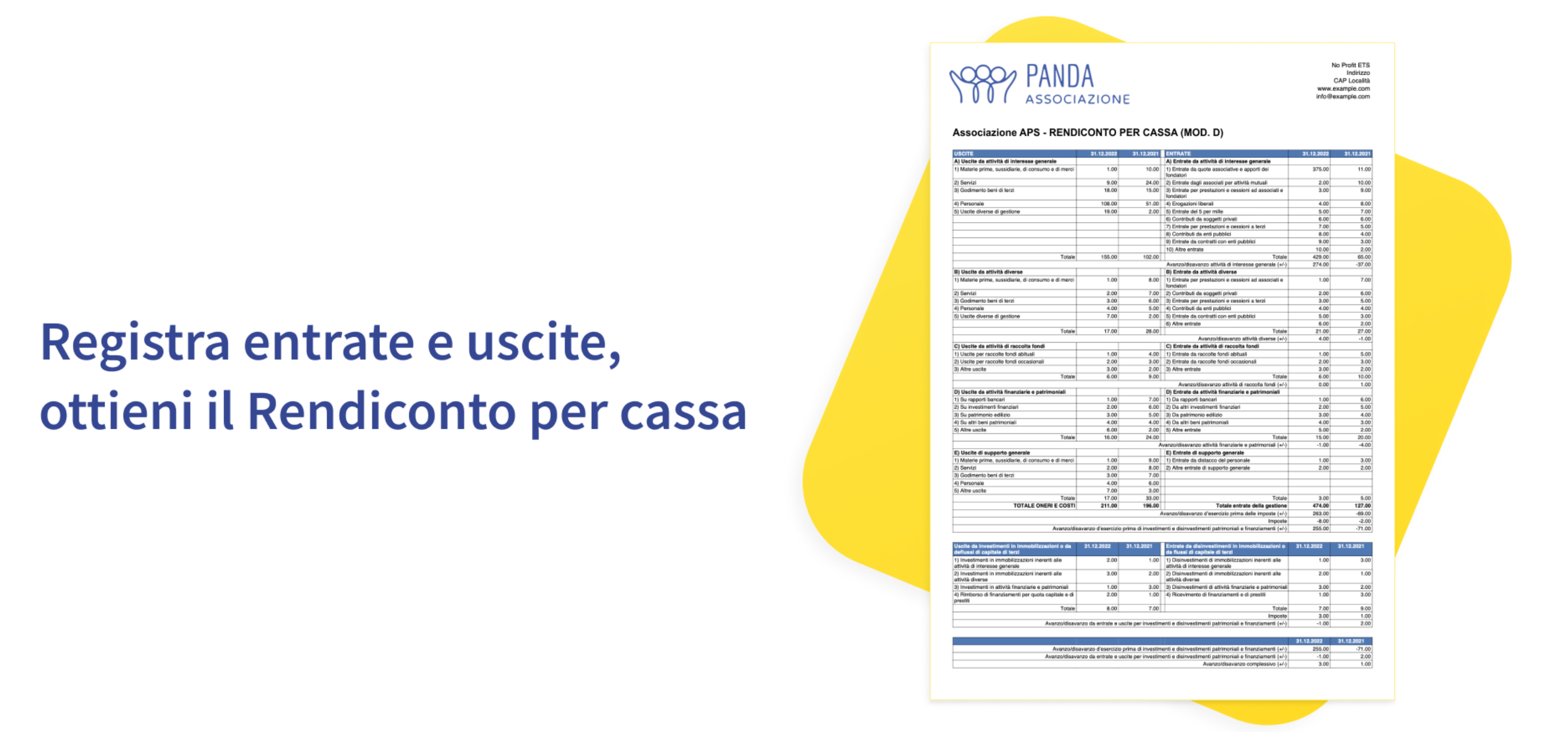 Anteprima rendiconti di Banana ETS fino 220000