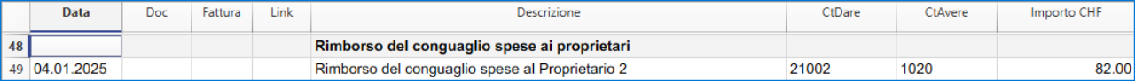 Registrazione in partita doppia su Banana del rimborso del conguaglio.