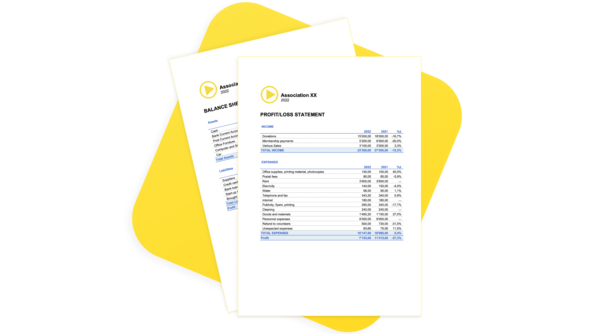 Profit and loss statement in Banana Accounting Plus