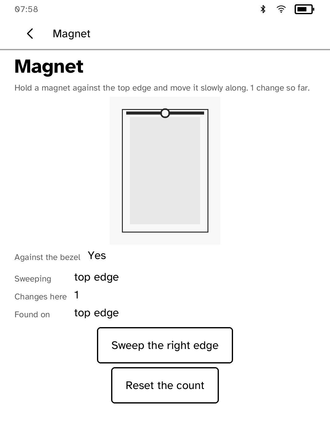 The Kobo hall sensor responding to a magnet