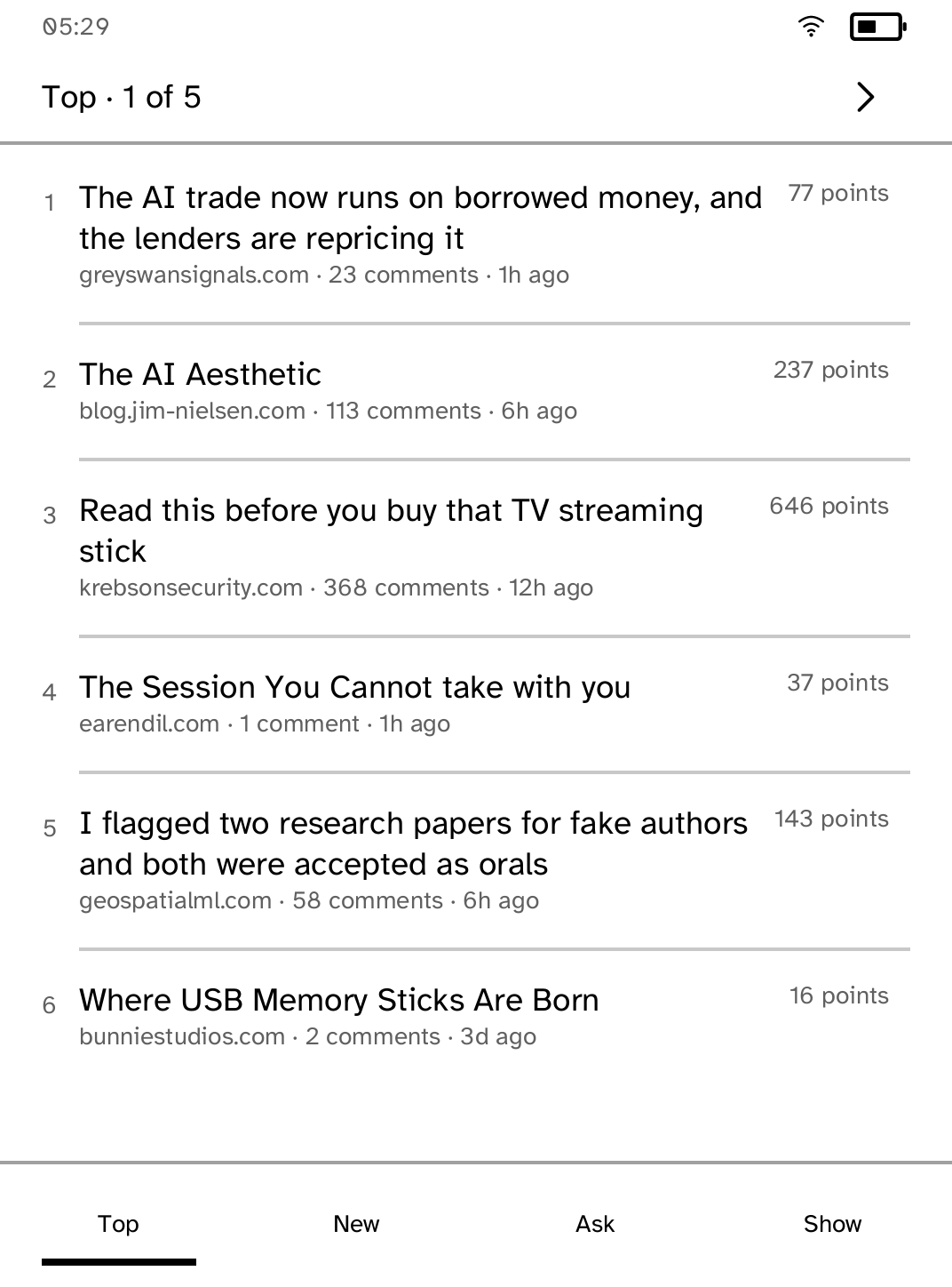examples/hn/screenshots/stories.png