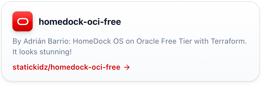 homedock-oci-free by Adrián Barrio: HomeDock OS on Oracle Free Tier with Terraform