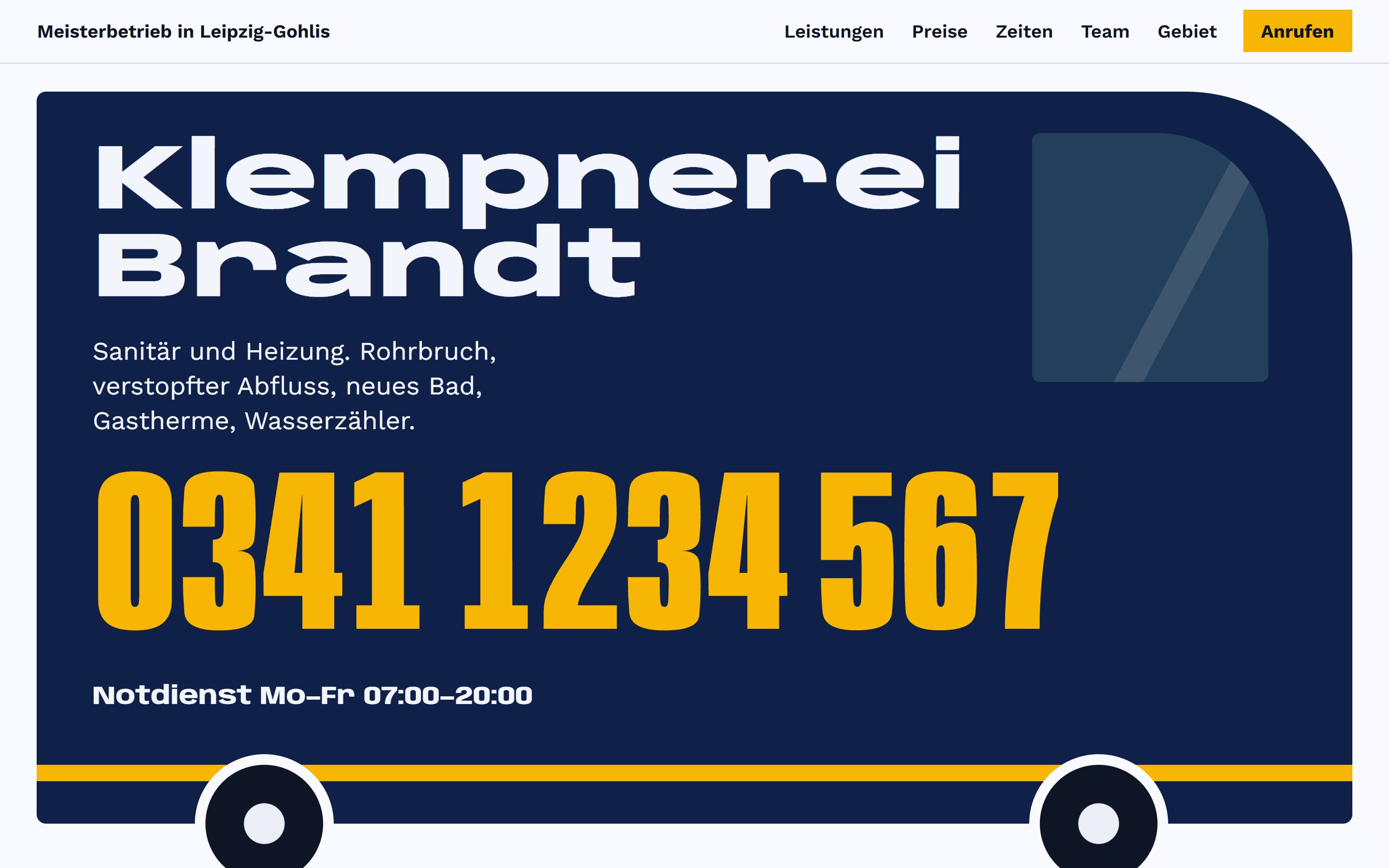 Klempnerei Brandt, a plumber's site in German