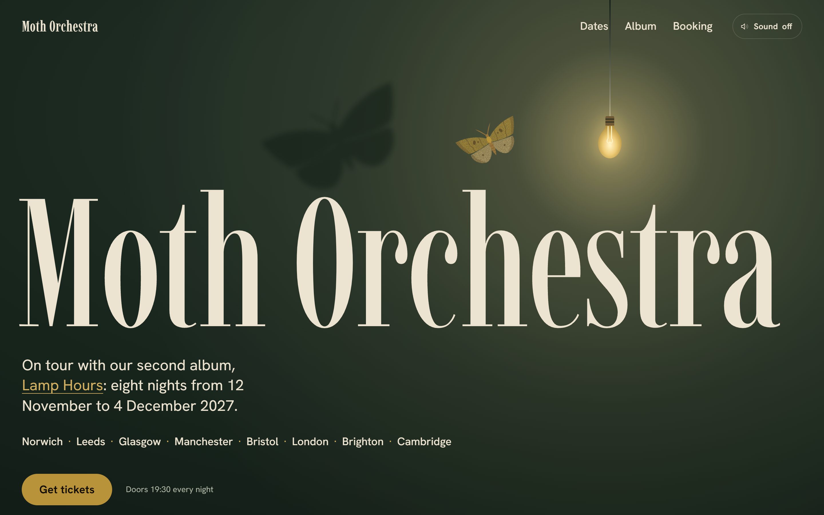 Moth Orchestra, a band's tour page