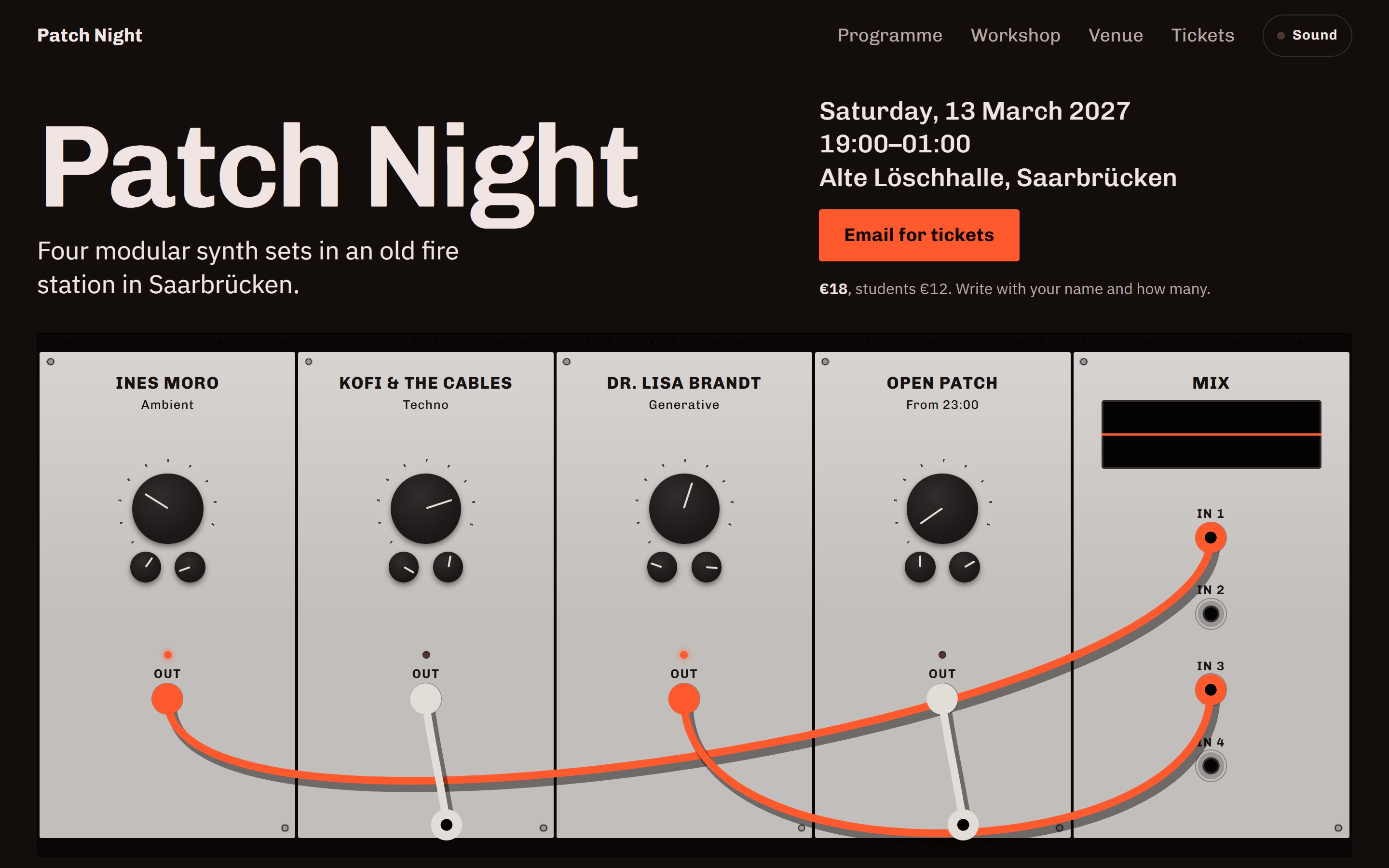 Patch Night, an event page