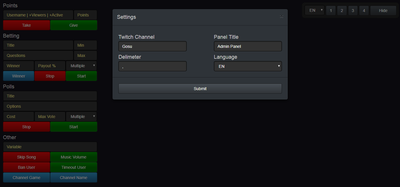 Settings Panel