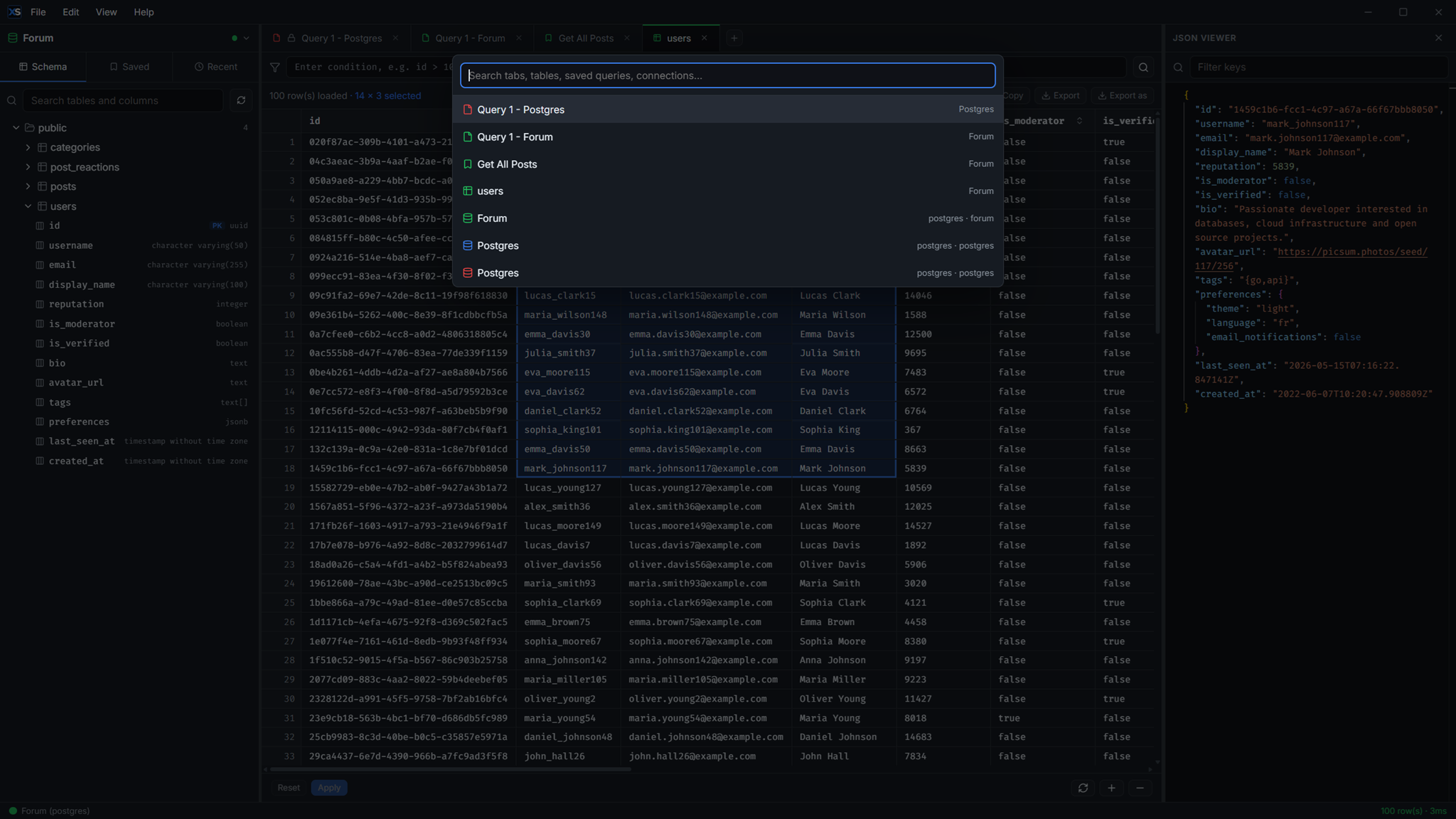 Quick Search palette