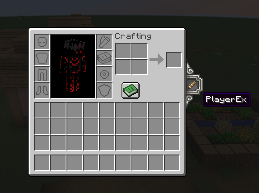 The PlayerEx inventory button and its hover tooltip