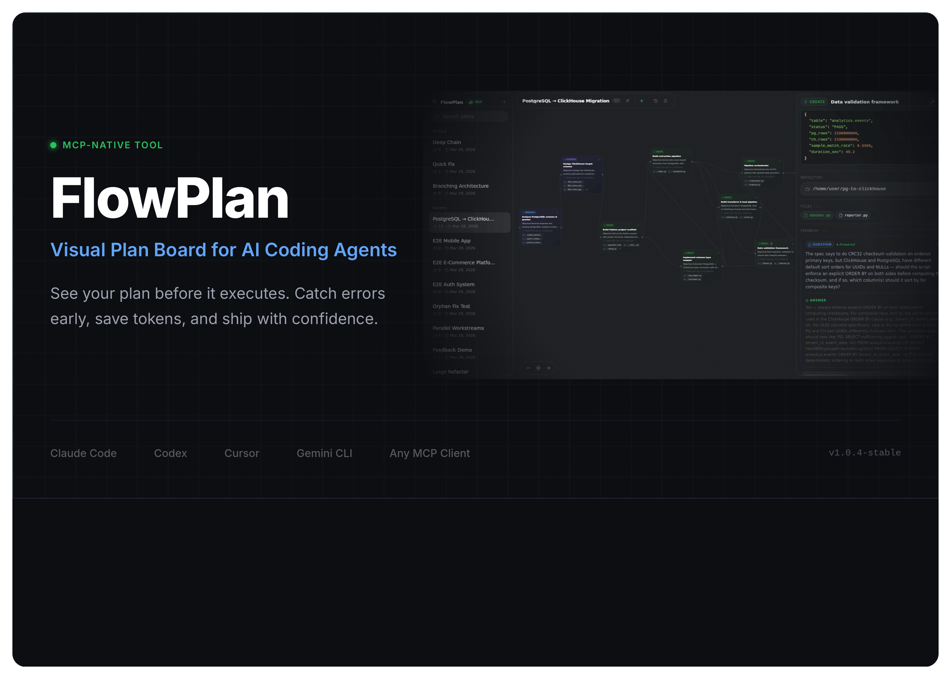 FlowPlan — Plan board with card detail drawer and feedback