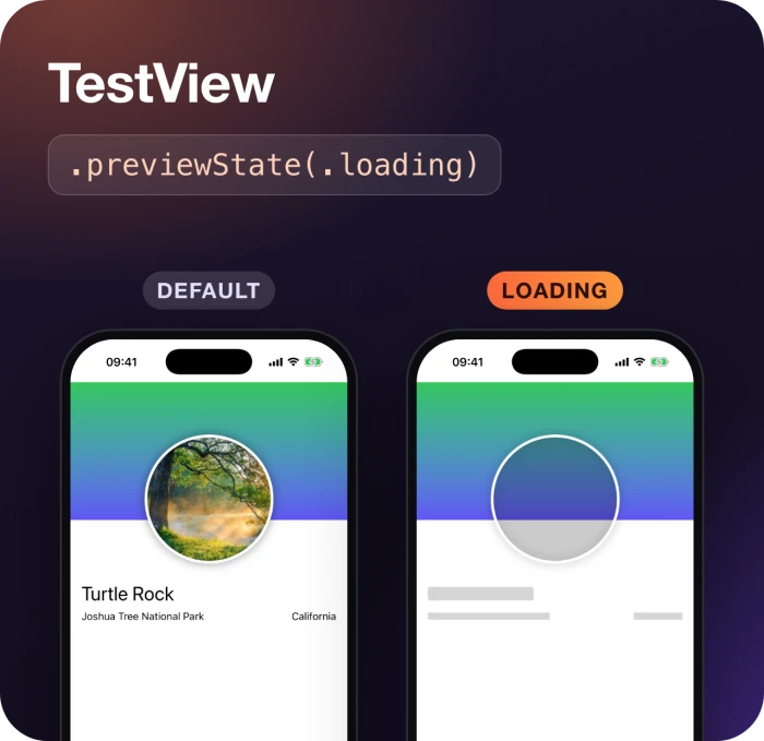TestView in the Default and Loading states