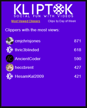 Screenshot showing top 5 individuals who created clips