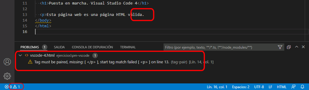 VSC. Error Close HTML/XML Tag