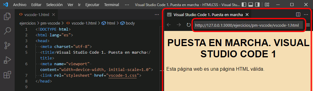 VSC. Extensión Live Preview