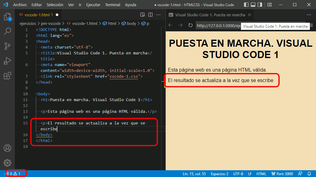 VSC. Extensión Live Preview