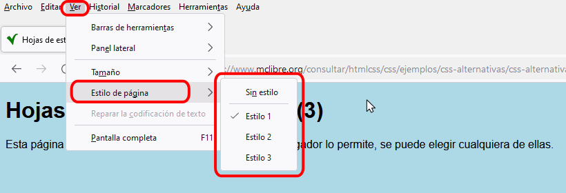 Firefox - Ver > Estilo de página