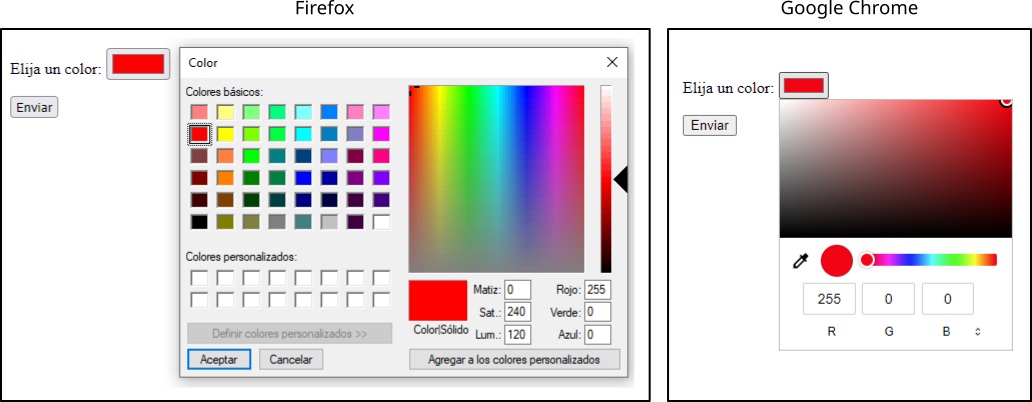 Captura control color en Firefox y Chrome