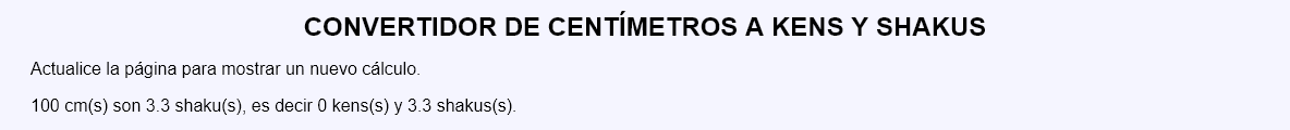 Convertidor de centímetros a kens y shakus.