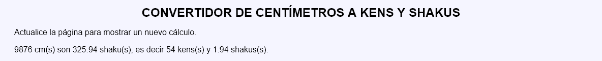 Convertidor de centímetros a kens y shakus.