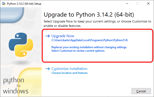 Actualización de Python