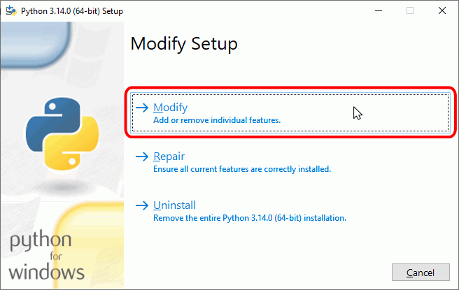 Modificación / Reparación de Python