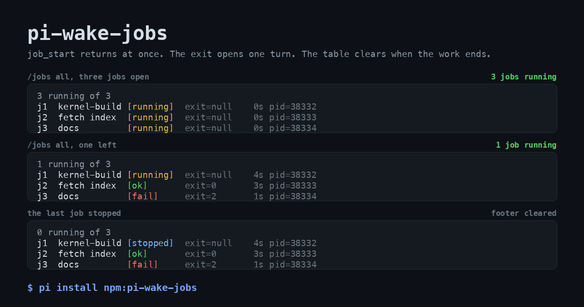 The /jobs table at three moments of one run
