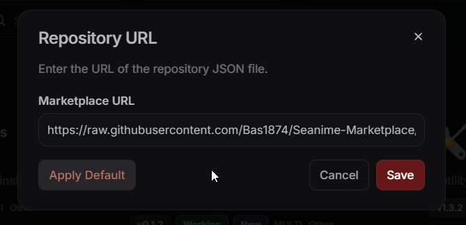 Paste repository URL and Save